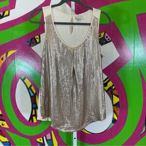 Ecru, Sequin Tank Top. Size Medium Rose Gold. In good used condition!